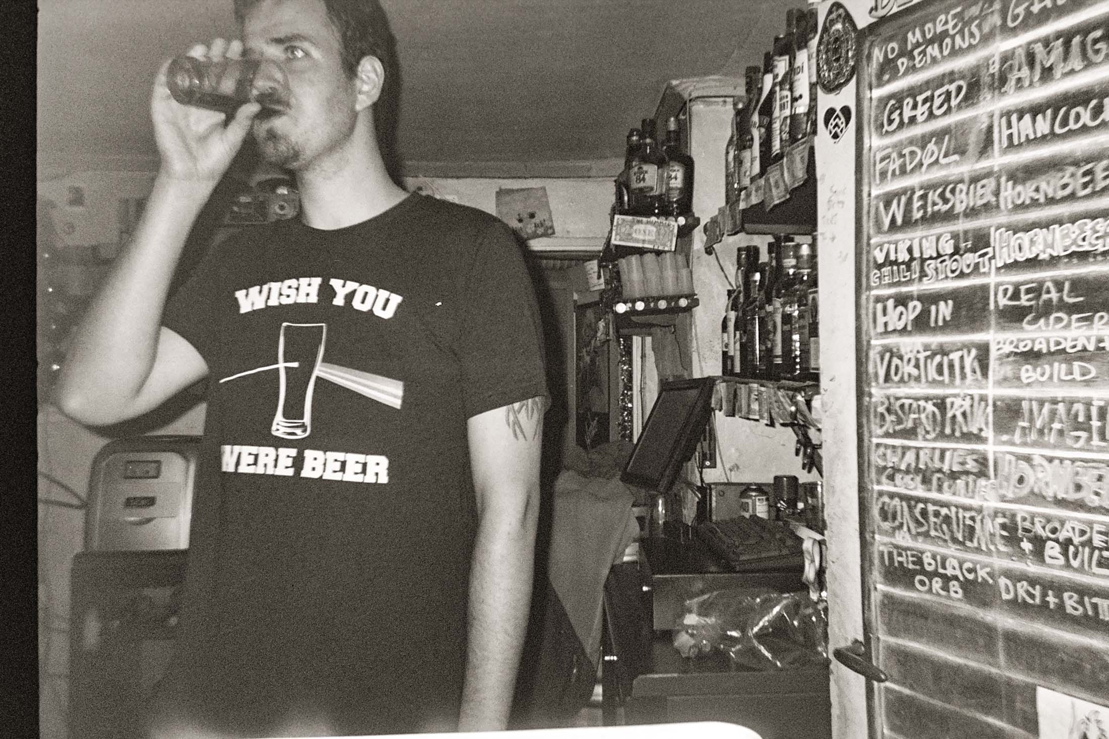 Bar manager Lukas takes a quick break during one of his night shifts